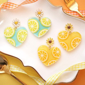 柑橘果凍切片 耳夾/耳環