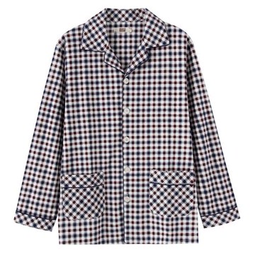 單件男睡衣上衣秋冬季加厚純棉長袖男睡衣春秋中老年人男睡衣全棉