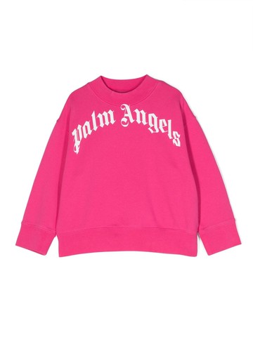 Palm Angels Kids - logo-print organic cotton sweatshirt - kids - Organic Cotton - 4 - Pink