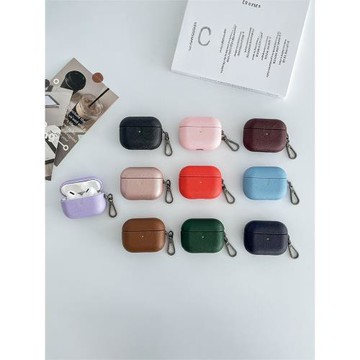 高級純色皮質布紋適用AirPods4代保護套1/2代蘋果無線藍牙耳機殼小眾商務AIrPodsPro3防摔盒三代硬殼5代潮2代