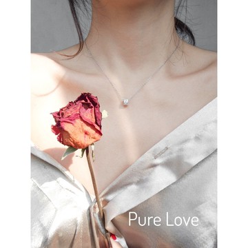 Pure Love樂芙 /正韓 銀飾【S925純銀】N0284簡約通體純銀滿鑽小圓柱鎖骨鏈 短項鏈 / 金 銀