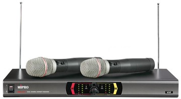 MIPRO MR-123無線麥克風 VHF固定頻率雙頻道自動選訊接收機 配2支手握麥克風