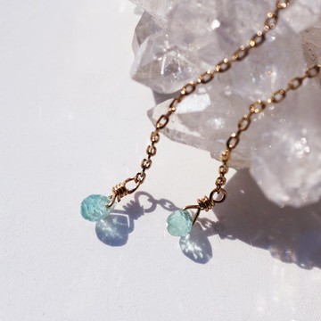 K10 祖母綠梨形淚滴長耳環 翠石