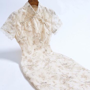 改良旗袍2025年新款年輕款少女夏季長款短袖高級感仙女連衣裙