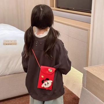 🔥熱賣🔥新年拜年兒童紅包男童寶寶紅色壓歲錢福袋可愛女孩利是封斜挎包