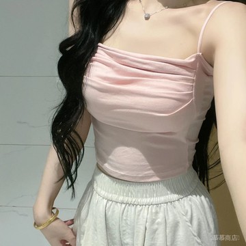 ✨可開發票#2024小弔帶背心女鞦鼕款內搭夏美背帶胸墊一體遮副乳打底修身上衣#免運