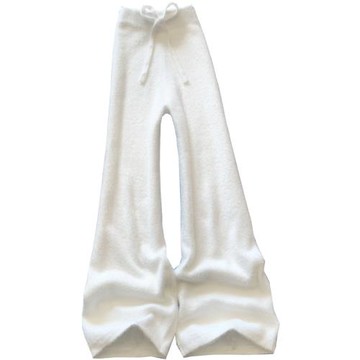 白色闊腿針織褲女秋冬季新款寬松拖地水貂絨軟糯垂感直筒休閑長褲