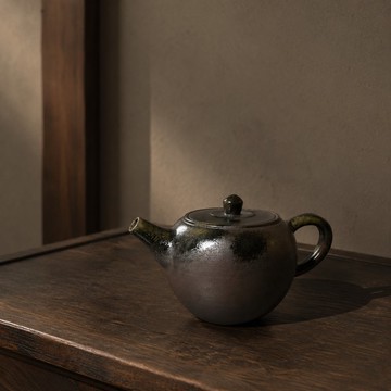 柴燒古樸落灰金彩茶壺 / 小平凡手作