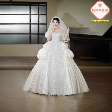 【重工輕奢】大碼婚紗 主紗 法式婚紗 復古婚紗 緞面婚紗 胖禮服 成人禮裙 優雅氣質 2025新款 顯瘦遮肉