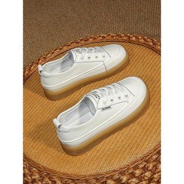 真皮小白鞋女單鞋2025年春秋新款牛筋軟底女鞋復古透氣休閑女板鞋