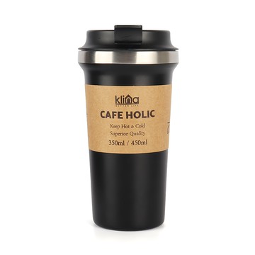 Klina Cafe Holic保溫保冷真空不鏽鋼保溫杯  黑色  450ml  1個