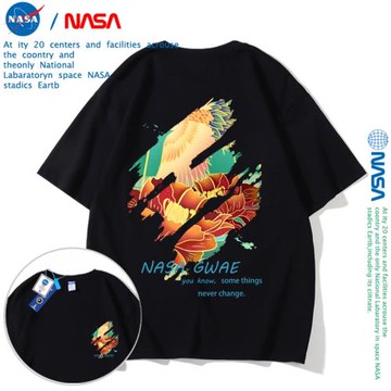 NASA聯名涂鴉系列短袖男女潮牌百搭寬松夏季半袖街頭痞帥情侶體恤