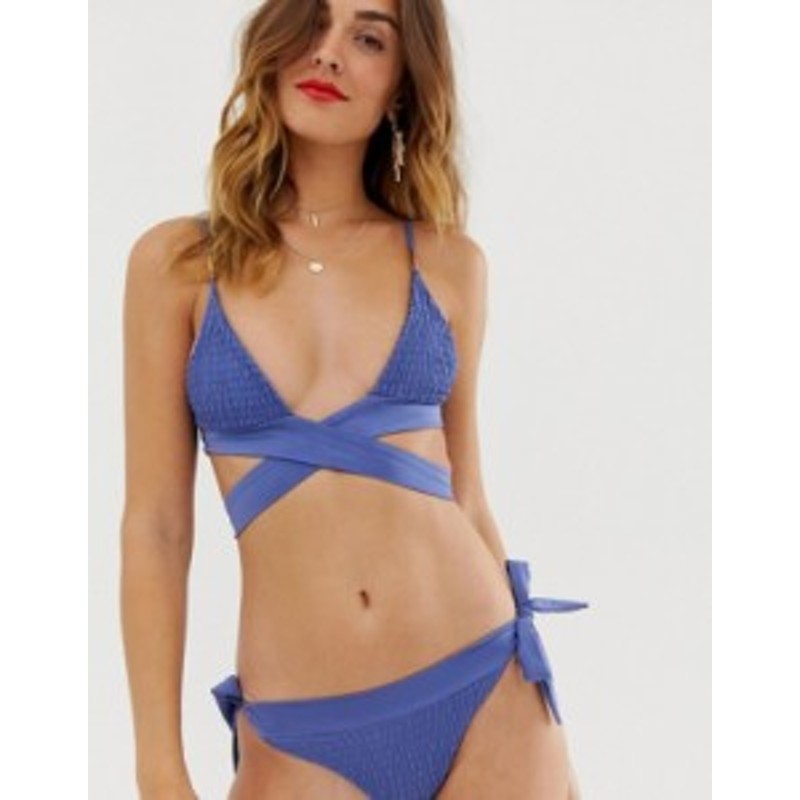 Pelmel Kan ikke Kyst リバーアイランド レディース ボトムスのみ 水着 River Island shirred bikini briefs with tie side  in blue Blue 通販 LINEポイント最大GET | LINEショッピング