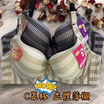 『A&J』#13600 C罩杯 立體薄襯👉素面格紋經典簡約❤️斜邊加高 寬版3排扣