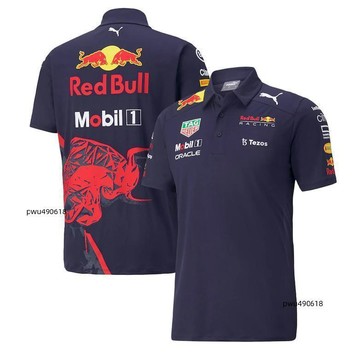 臺灣出貨 2022新款紅牛車隊f1賽車服T恤男短袖POLO衫翻領維斯塔潘夏季定製