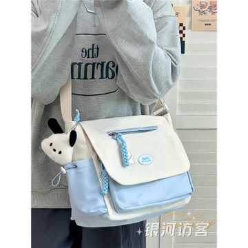 日系ins復古斜挎包包女 簡約休閑單肩背包大學生上課百搭郵差包男