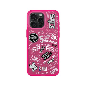 iPhone 15 Pro Max Clear 粉漾桃 - NBA - 塗鴉系列-聖安東尼奧馬刺 San Antonio Spurs - Graffiti