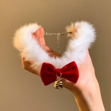 免運🔮聖誕節紅色蝴蝶結鈴鐺毛絨項鍊女節日氛圍感choker頸鍊小衆鎖骨鏈聖誕節裝扮 聖誕節禮物 女生禮物 聖誕老人