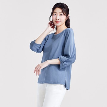 20支精梳棉扭結七分袖上衣