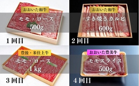 LD-01 牛すき 定期便 全4回 モモ ロース ブリスケ 食べ比べ スライス