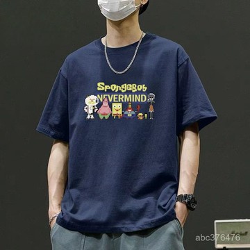 短袖T恤男生 夏季 潮牌 美式复古 寬鬆 嘻哈高街 潮流 卡通印花T 大碼短T 男生衣服