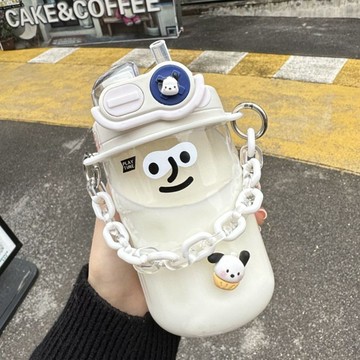 秋冬新款💯簡約吸管胖水壺女生高顔值 夏季雙飲680ml隨手杯 2024新款學生便攜式耐高溫吸管杯  可愛大容雙飲水杯