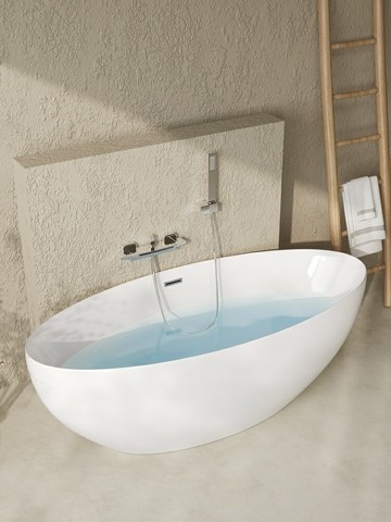 【快速出貨】 免運 可開發票 歐式簡約亞克力酒店民宿家用獨立式成人網紅深泡浴缸薄邊橢圓浴盆~優樂悅