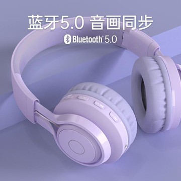 藍芽耳機頭戴式女生小巧可愛二次元隨身聽運動無線降噪 99購物節