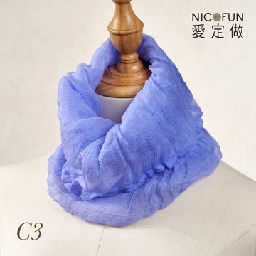 NicoFun 愛定做 海洋森林33 淺青蘋柳葉絲 百搭圍脖 圍巾 100%桑蠶絲 真絲(silk四季圍脖 圍巾 領巾)