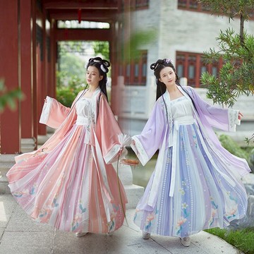 免運 水云間原創漢服【瓷姬】宋制對襟長褙子四件套齊腰襦裙春夏日常