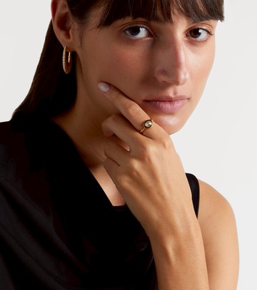 Melissa Kaye Lenox Reign 18kt gold ring with enamel and diamonds