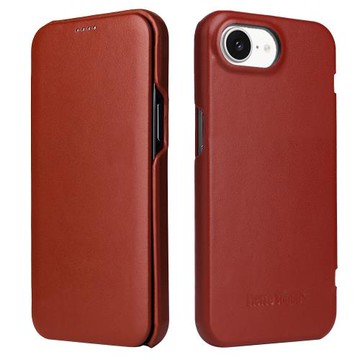 Fierre Shann 商務紋 iPhone 16e (6.1吋) 磁吸側掀 手工真皮皮套 手機皮套保護殼