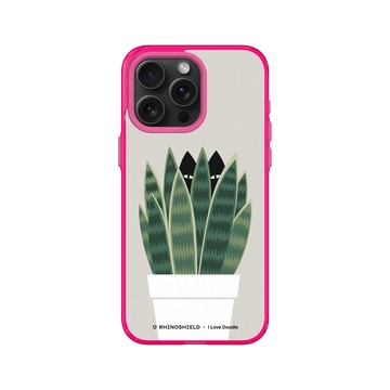 iPhone 15 Pro Max Clear 粉漾桃 - ilovedoodle (Lim Heng Swee) - Cat and Plant - 貓迷藏