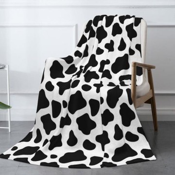 亞馬遜熱銷奶牛圖案印花法蘭絨毯兒童午休絨毯小毛毯沙發休閑毯子
