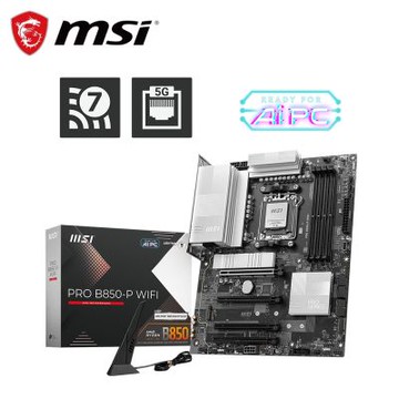 微星 PRO B850-P WIFI 主機板+AMD R5 9600X+微星 MAG CORELIQUID A13 360 水冷風扇