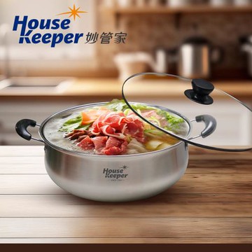 妙管家 304不鏽鋼精緻火鍋 28cm HKPG-G3L28(附玻璃鍋蓋)