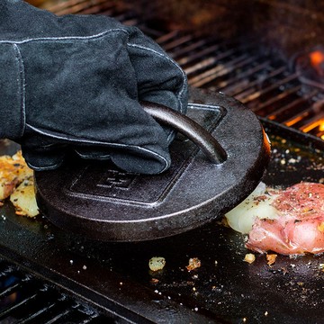 美國製圓形鑄鐵漢堡壓肉板 (L6BP) 單一規格