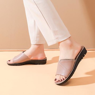 【LN】★ 真皮防滑軟底拖鞋(女鞋/春夏/平底)