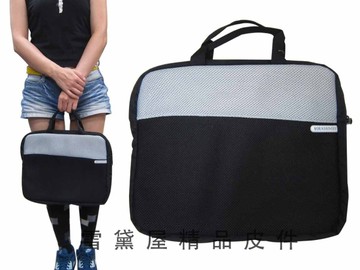 ~雪黛屋~EYE 電腦套公事包小容量14吋電腦保護套可放A4資料夾U型拉鍊主袋防水布+保護墊手提HEYE033
