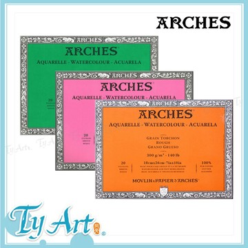 ●同央美術網購 法國ARCHES 四面封膠 純棉水彩本 粗紋 中粗 細紋 300磅 20張 多款m