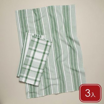 《NOW》Jumbo格紋純棉擦拭布3入-茶綠格紋91x61cm-- 廚房抹布 清潔布 擦拭布 茶巾
