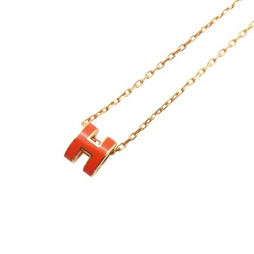 HERMES 愛馬仕 Mini Pop H 項鍊 橘色法瑯 金屬 【二手名牌BRAND OFF】
