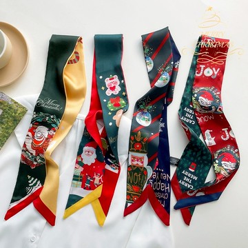 全新聖誕節飄帶 新年絲巾 女髮帶 綁包搭配 緞帶飄帶 禮盒裝飾 髮帶百搭 RJ2