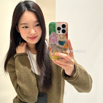 由里公園ins卡通可愛彩色油畫涂鴉貓咪15適用16pro蘋果16ProMax手機殼iPhone16全包14新款14Promax保護套13女