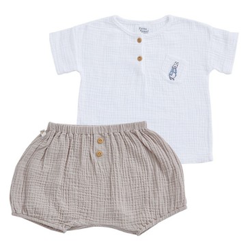 四季系列-彩色比得純棉紗布短袖套裝