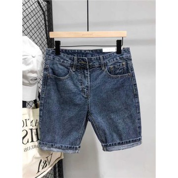 美式復古洗水阿美咔嘰夏季休閑五分褲修身小直筒潮流牛仔褲男短褲