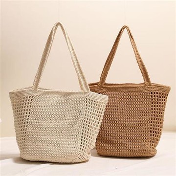 【米蘭精品】現貨+預購 女草編包手提包渡假單肩側背包大容量藤編織包包-慵懶風鏤空2色74ly17