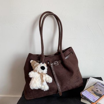 跨境復古hobobag秋冬新款大容量磨砂單肩手提托特包女通勤腋下包