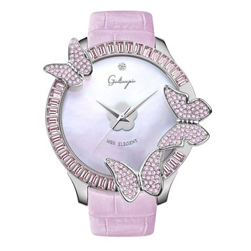 Galtiscopio迦堤 優雅翩翩II系列 – 白盤銀框/粉皮帶