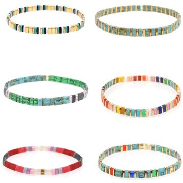 歐美網紅爆款日本進口tila玻璃扁珠手工編織波西米亞潮流時尚手鏈